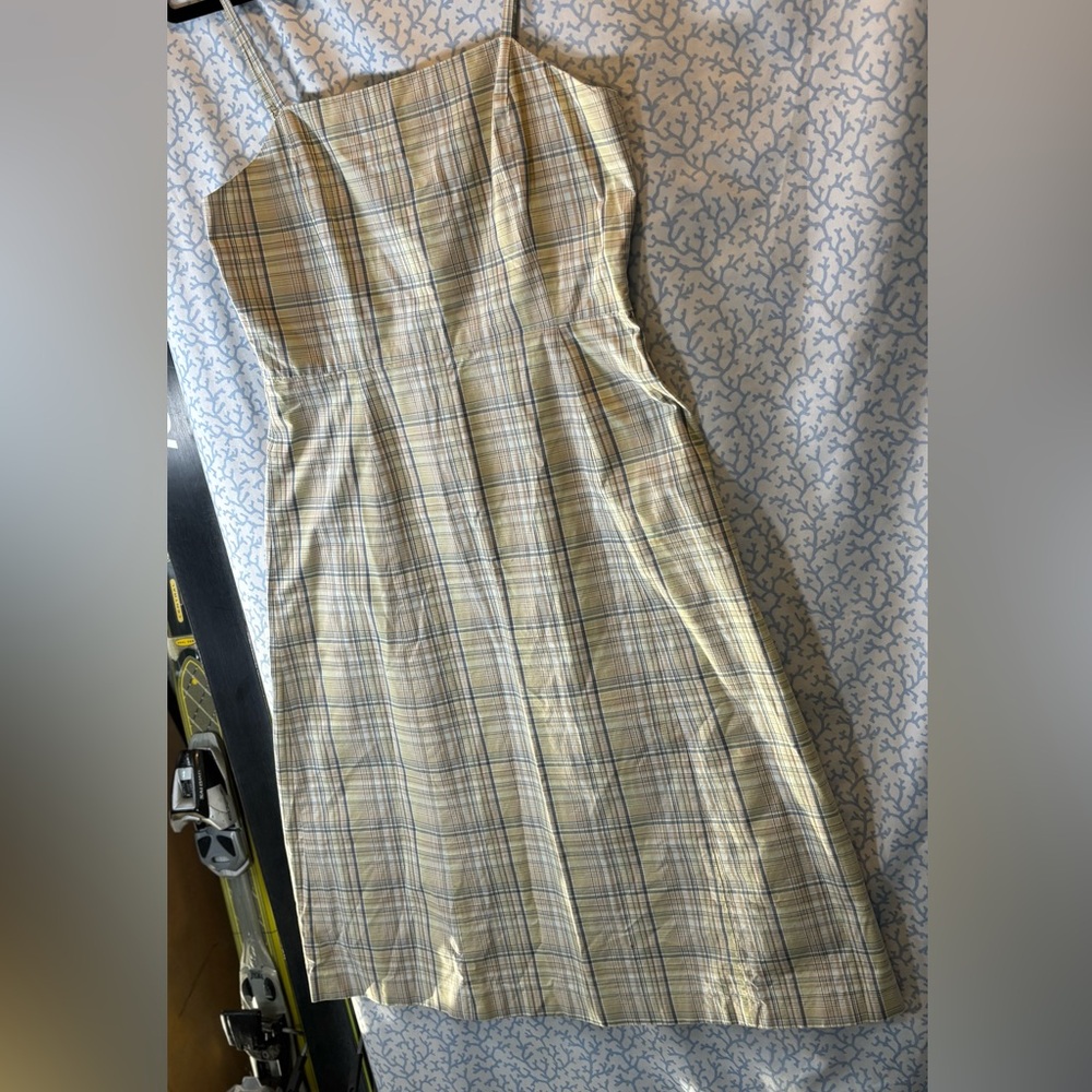 J. Crew Green Check, Plaid Sleeveless Dress Has Spaghetti Straps, Lined Bodice